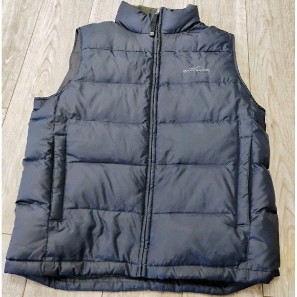 Eddie Bauer Vest Men's M Premium Goose Down‎ Black Full Zip Puffer Quilted Logo - Picture 1 of 11